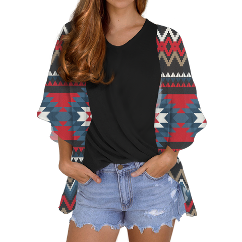 GB-NAT00529 Tribe Design Native Women's Cardigan Chiffon Shirt