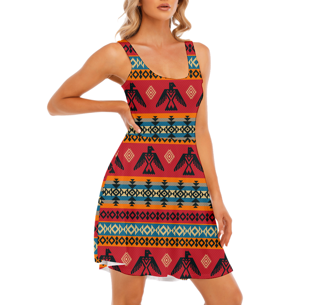 Powwow StoreGBNAT00029 Pattern Native Women's Tank Vest Dress