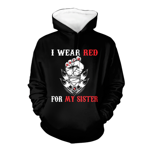 Powwow StoreHD000621 I Wear Red For My Sisters Native American Stop MMIW Red Hand No More Stolen Sisters  2D Hoodie