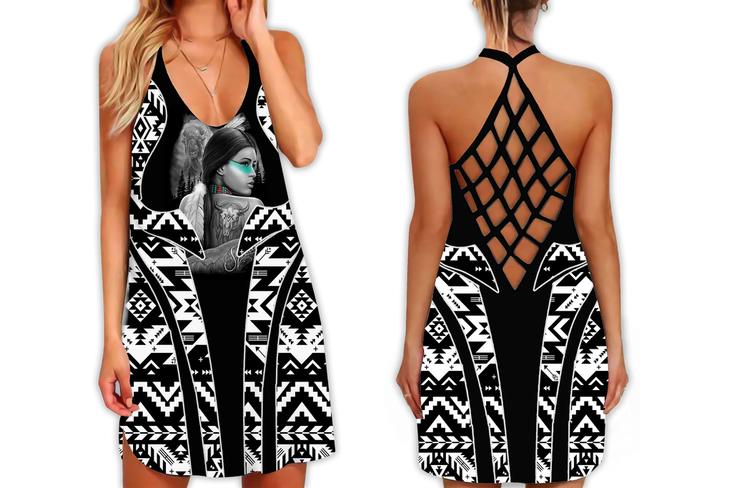 Powwow StoreSTB0017 Pattern Native Strappy Back Dress