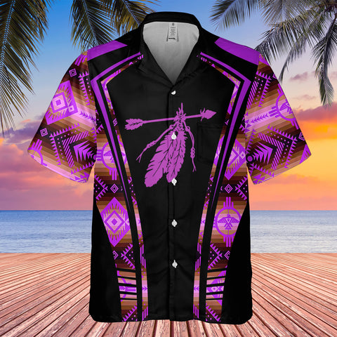 Powwow StoreGBHW000364 Tribe Design Native American Hawaiian Shirt 3D