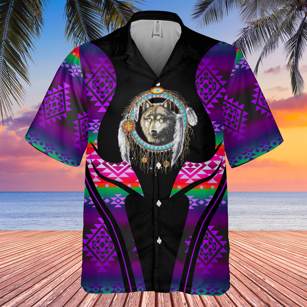 Powwow StoreGBHW000366 Tribe Design Native American Hawaiian Shirt 3D