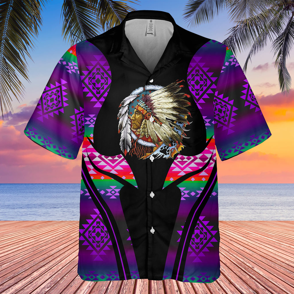 Powwow StoreGBHW000367 Tribe Design Native American Hawaiian Shirt 3D