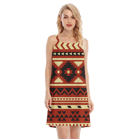 Powwow StoreGBNAT00521 Native  Design Women's Oneck Cami Dress