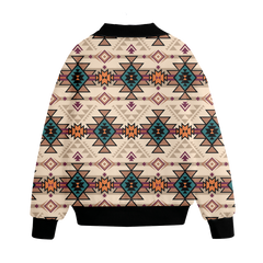 Powwow Storegb nat00622 pattern native american unisex knitted fleece lapel outwear