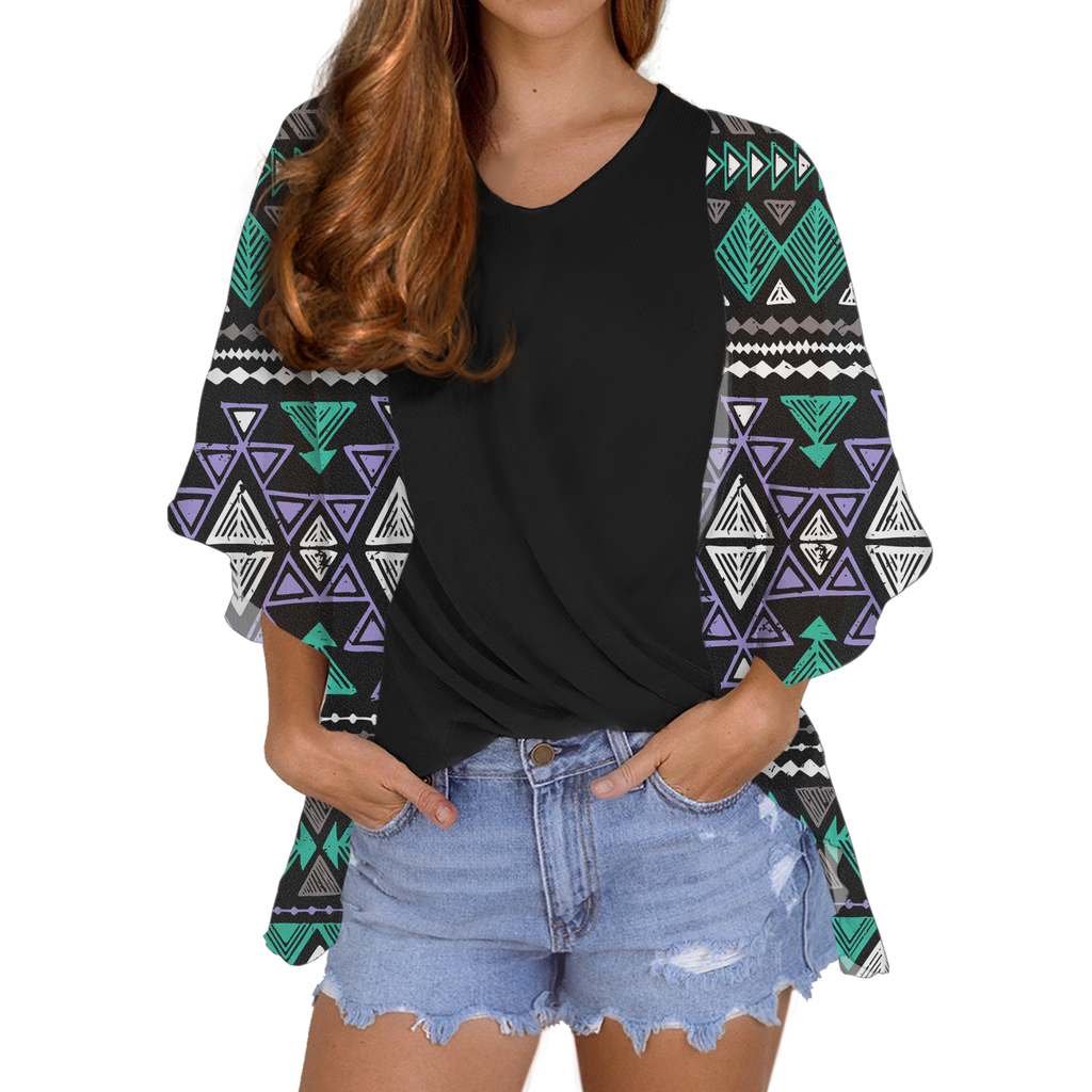 GB-NAT00578 Tribe Design Native Women's Cardigan Chiffon Shirt
