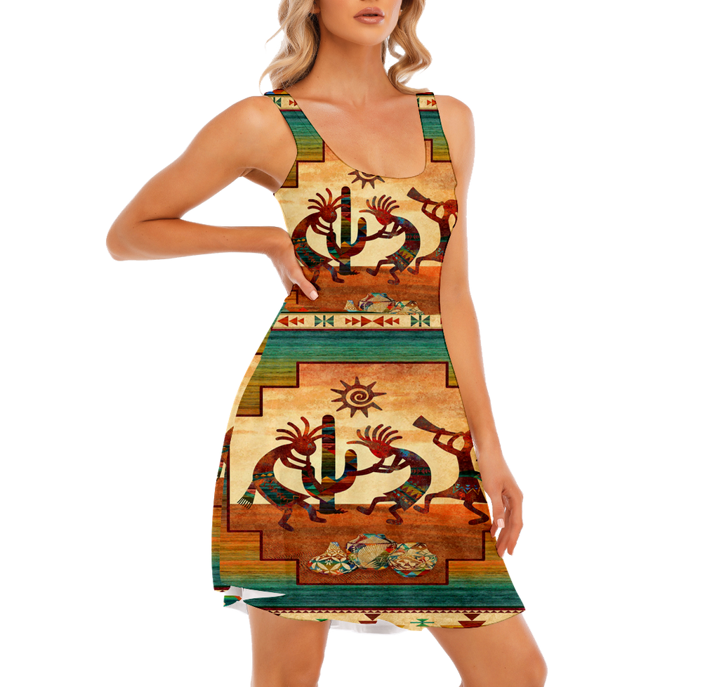 Powwow StoreGBNAT00054 Pattern Native Women's Tank Vest Dress