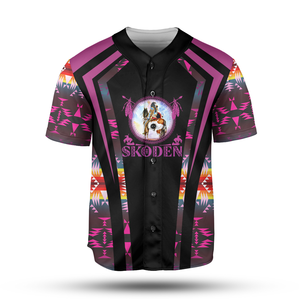 Powwow StoreBJ00020 Pattern Native Baseball Jersey