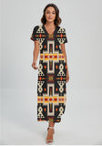 Powwow StoreGBNAT0006201 Pattern Native Vneck Dress With Side Slit