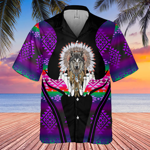 Powwow StoreGBHW000368 Tribe Design Native American Hawaiian Shirt 3D