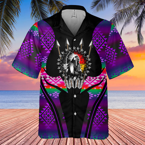 Powwow StoreGBHW000369 Tribe Design Native American Hawaiian Shirt 3D