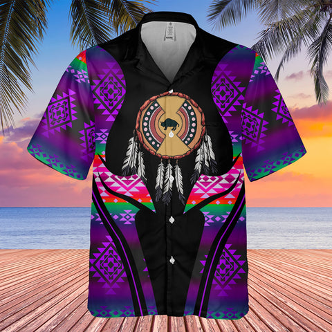 Powwow StoreGBHW000370 Tribe Design Native American Hawaiian Shirt 3D