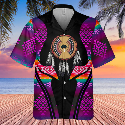 Powwow StoreGBHW000371 Tribe Design Native American Hawaiian Shirt 3D