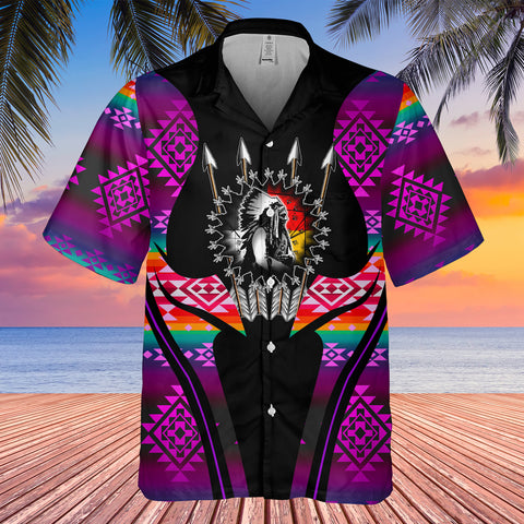 Powwow StoreGBHW000372 Tribe Design Native American Hawaiian Shirt 3D