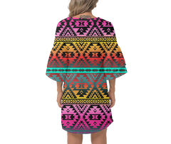 Powwow Storegb nat00689 native design print womens v neck dresss