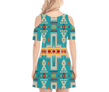 Powwow Storegb nat00062 05 pattern native womens cold shoulder o neck dress