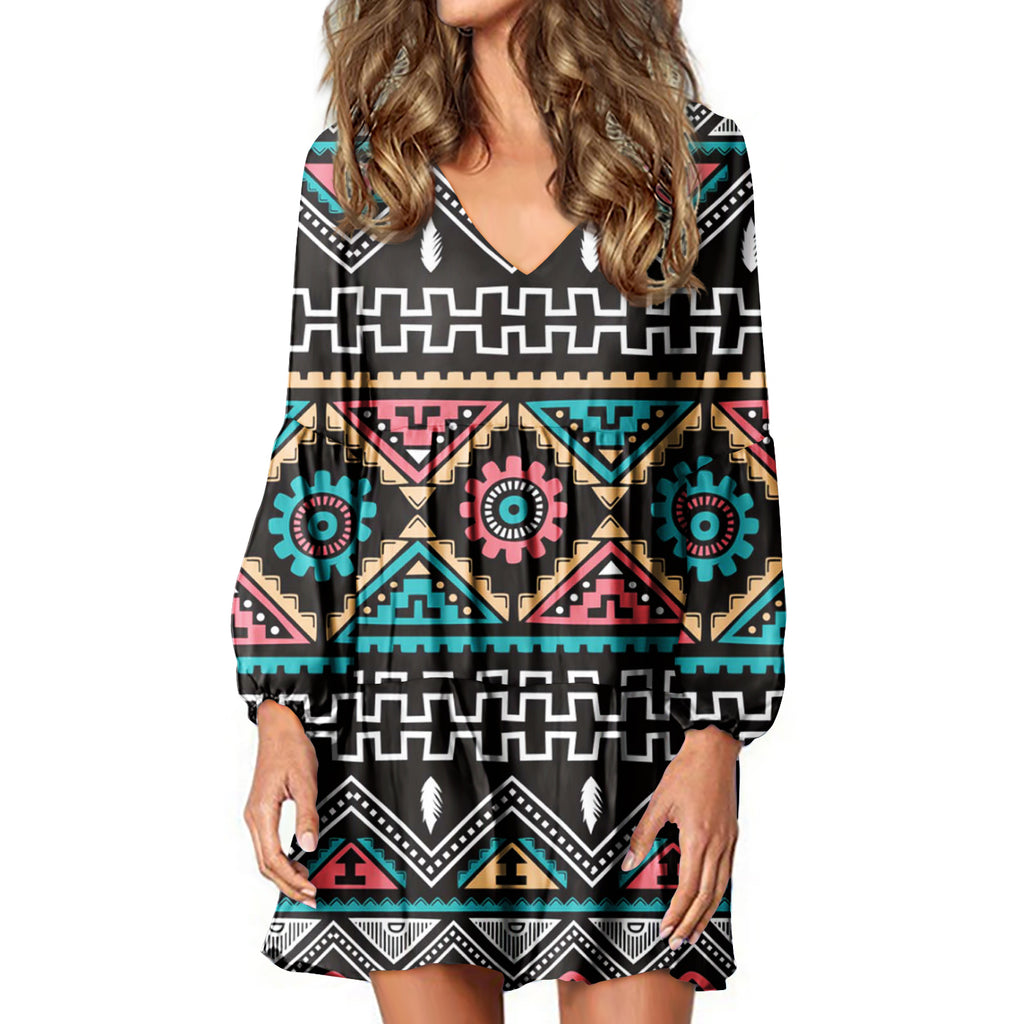 Powwow StoreSWD00015 Native Tribes Pattern Native American Swing Dress