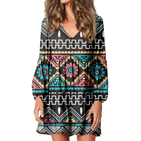 SWD00015 Native Tribes Pattern Native American Swing Dress