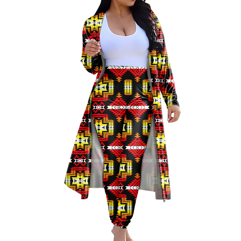 Powwow StoreGBNAT00656 Tribe Design Native American Cardigan Coat Long Pant Set