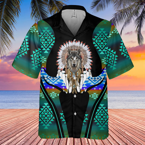 Powwow StoreGBHW000379 Tribe Design Native American Hawaiian Shirt 3D