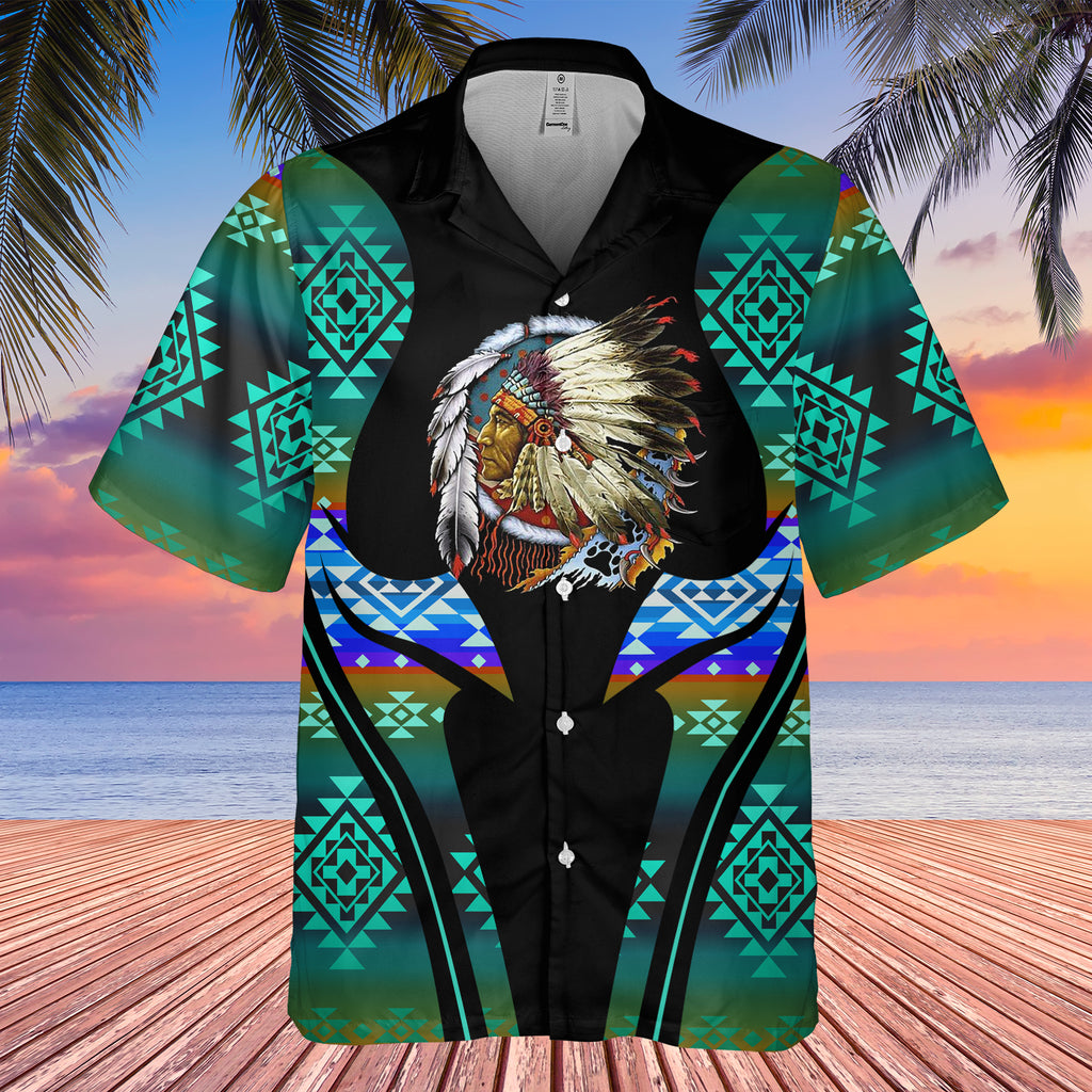 Powwow StoreGBHW000380 Tribe Design Native American Hawaiian Shirt 3D