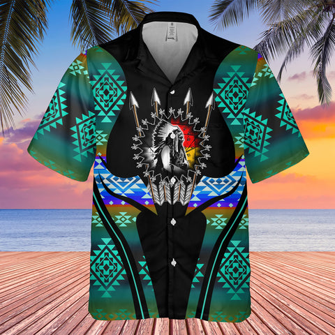 Powwow StoreGBHW000382 Tribe Design Native American Hawaiian Shirt 3D