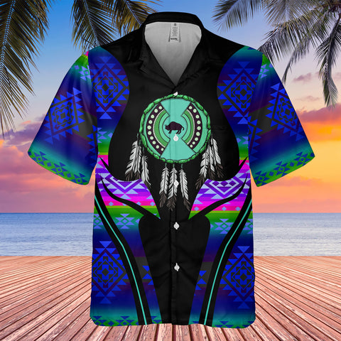 Powwow StoreGBHW000384 Tribe Design Native American Hawaiian Shirt 3D