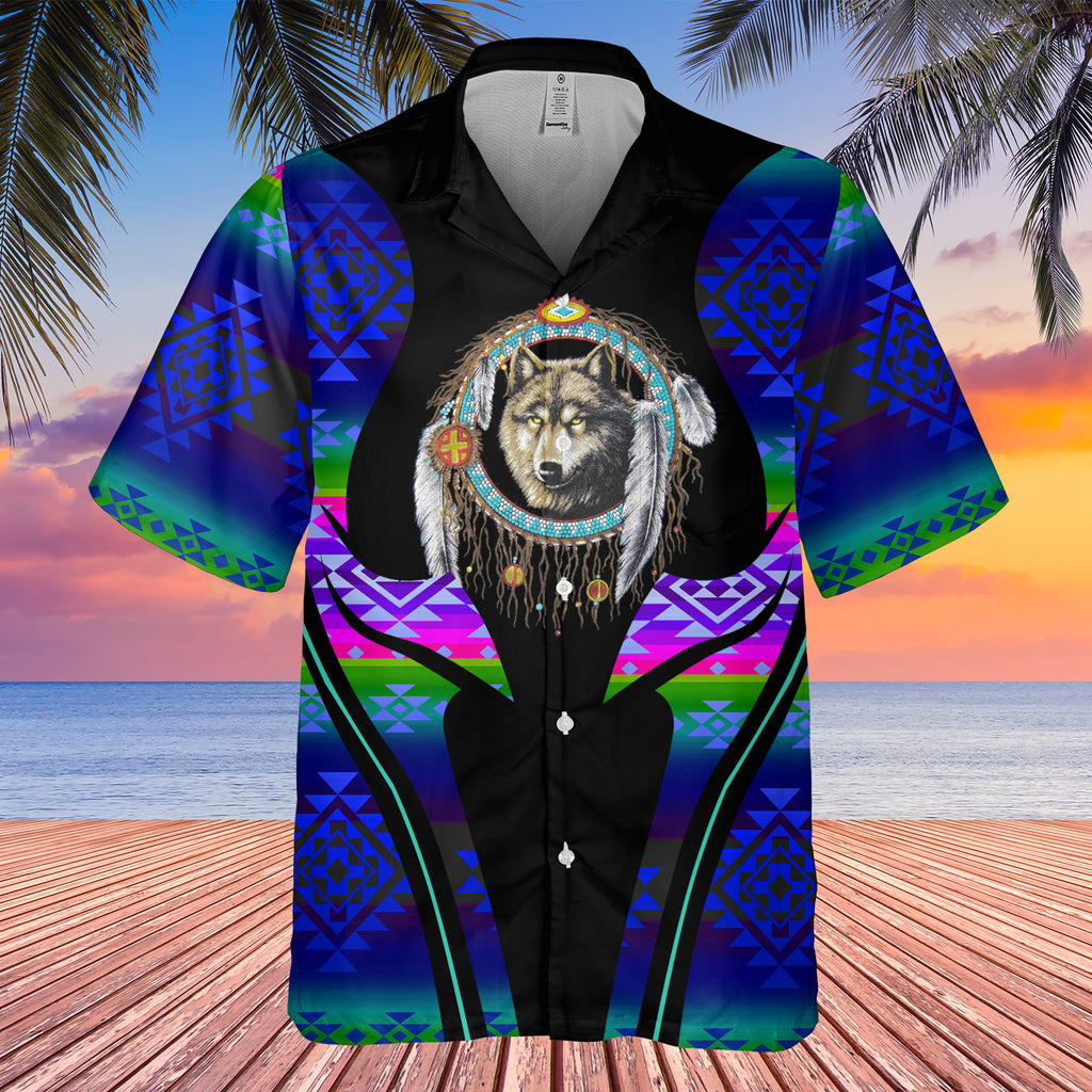 Powwow StoreGBHW000385 Tribe Design Native American Hawaiian Shirt 3D