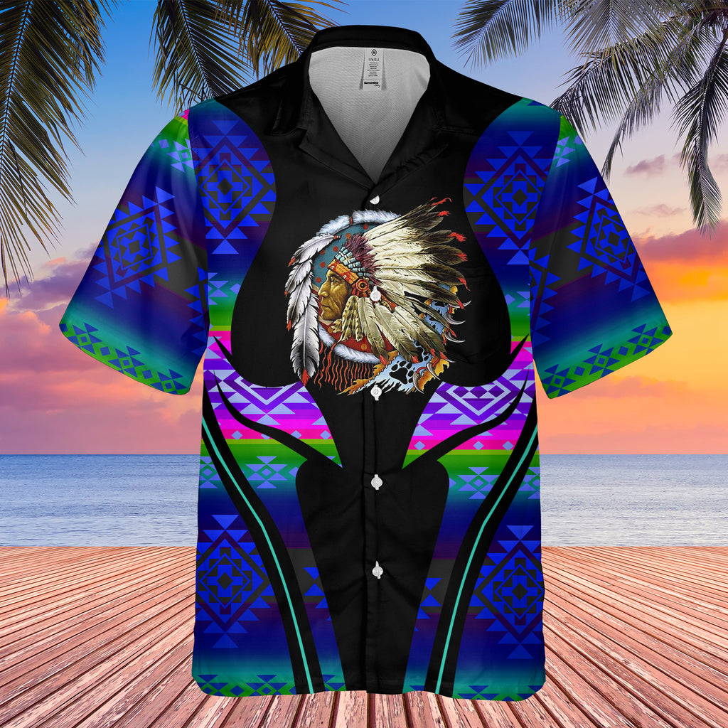 Powwow StoreGBHW000387 Tribe Design Native American Hawaiian Shirt 3D