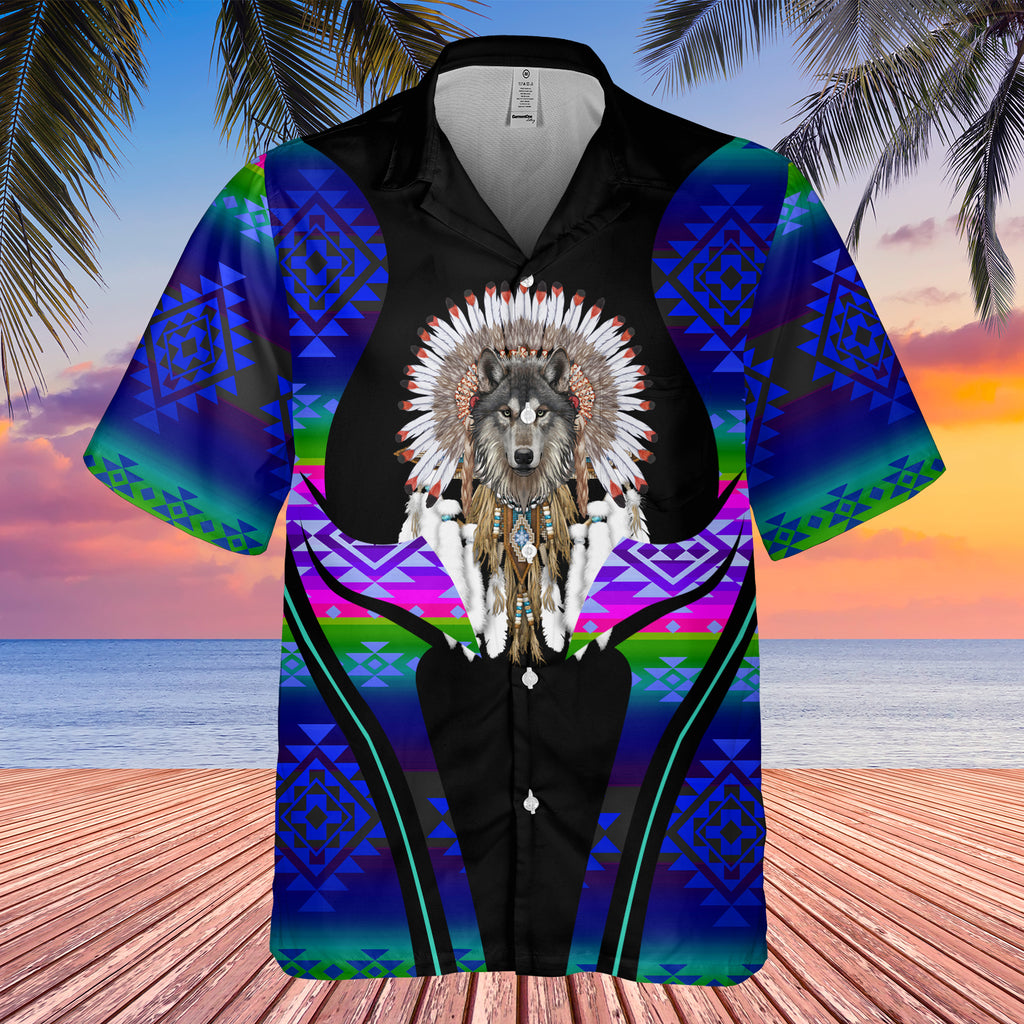 Powwow StoreGBHW000388 Tribe Design Native American Hawaiian Shirt 3D