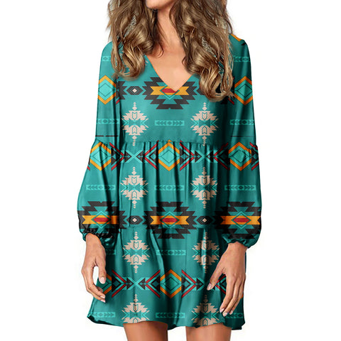 SWD00016 Native Tribes Pattern Native American Swing Dress