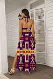 GB-NAT00062-09 Pattern Native Women's Tie Back Wrap Dress