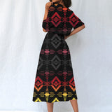 GB-NAT00684 Pattern Native Women's Elastic Waist Dress