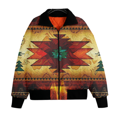 GB-NAT00065 Pattern Native American Unisex Knitted Fleece Lapel Outwear