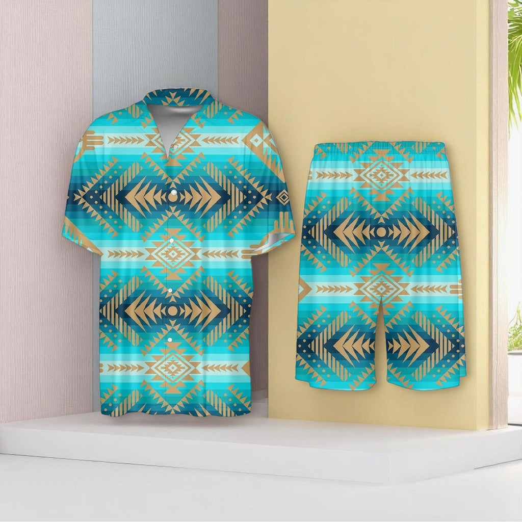 250325M10v3 Native American Men Imitation Silk Shirt Suit