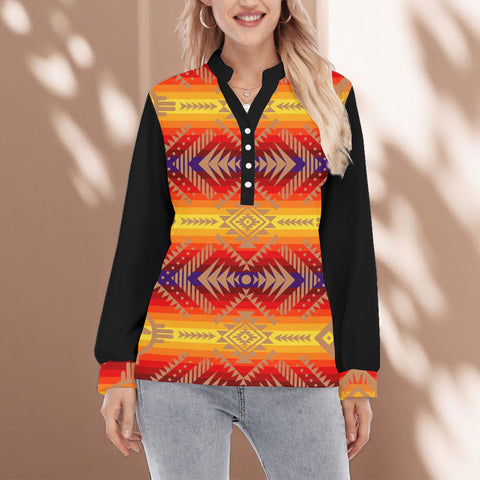 250325M10v7 Native American Women Long Sleeve Blouse With Button Closure