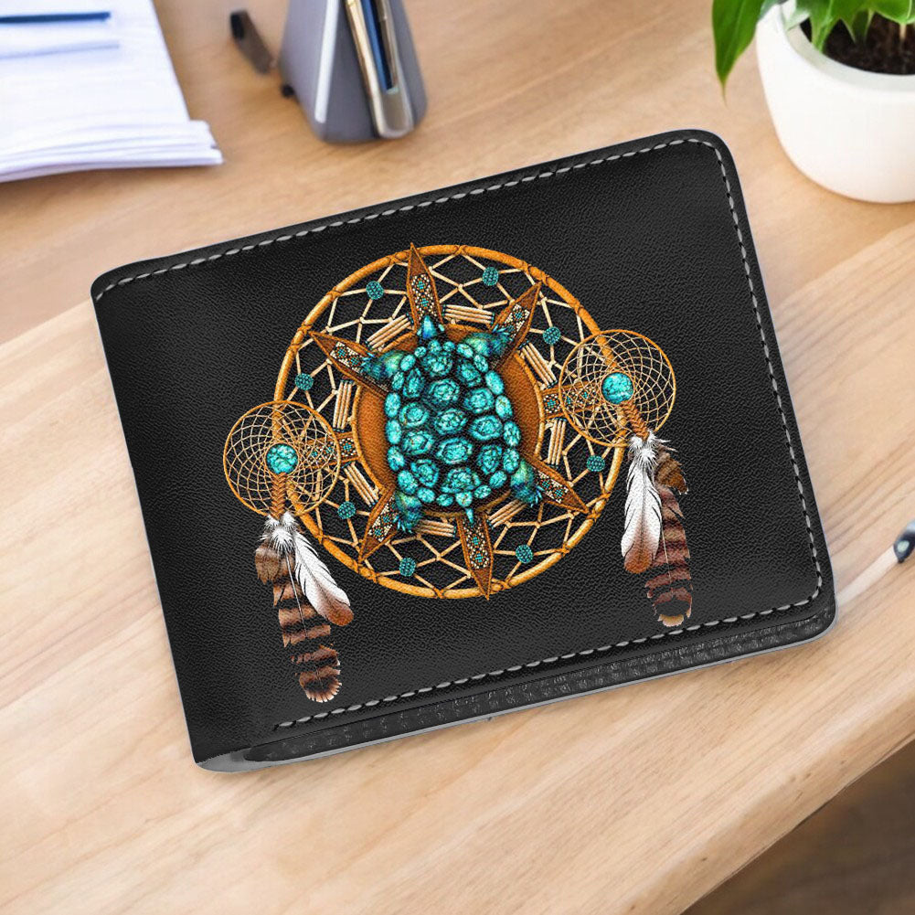 250411M02 Turquoise Tortoise Mandala Native American Men Wallet