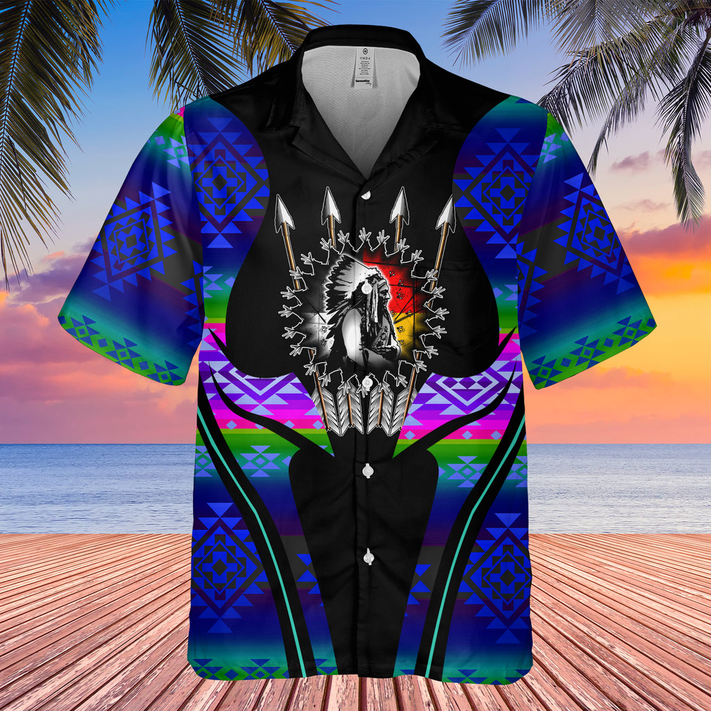 Powwow StoreGBHW000389 Tribe Design Native American Hawaiian Shirt 3D