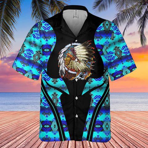 Powwow StoreGBHW000392 Tribe Design Native American Hawaiian Shirt 3D