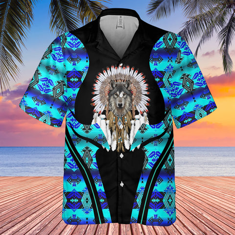 Powwow StoreGBHW000393 Tribe Design Native American Hawaiian Shirt 3D