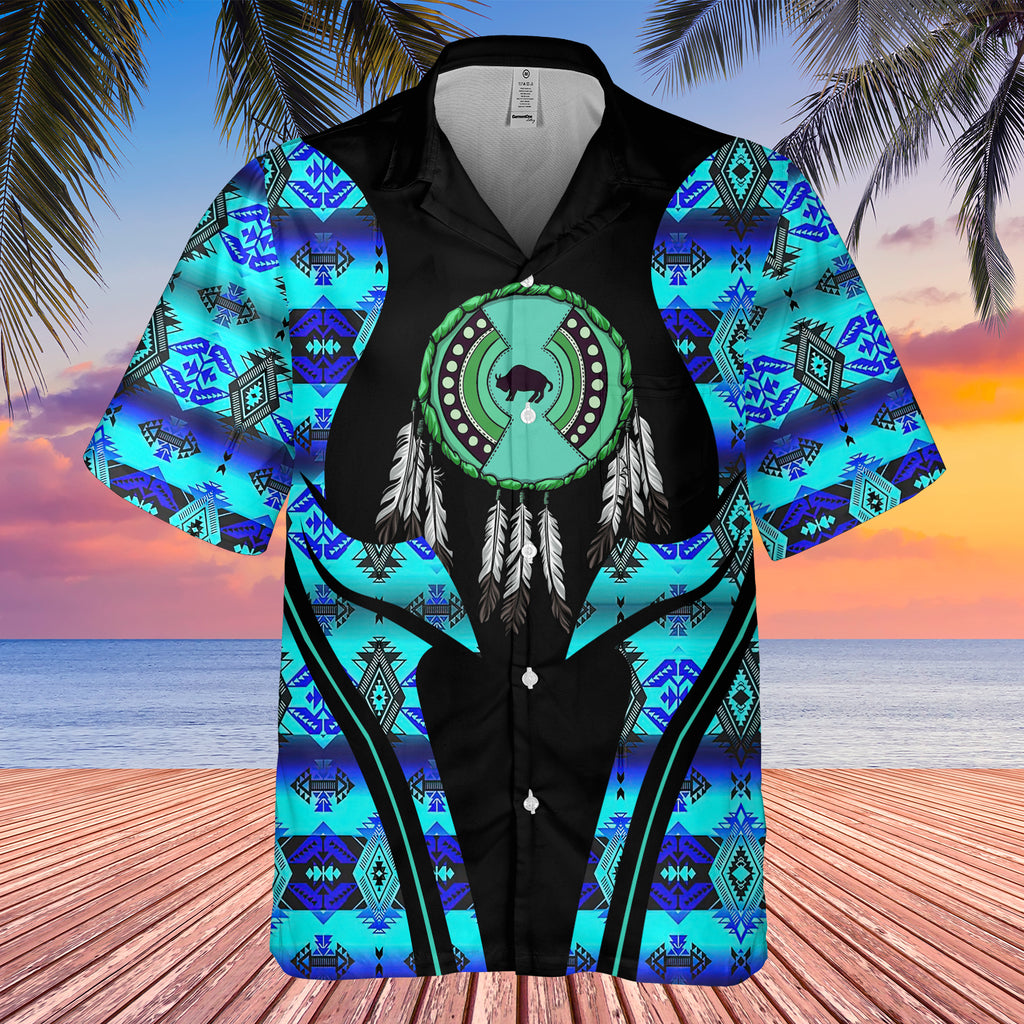 Powwow StoreGBHW000395 Tribe Design Native American Hawaiian Shirt 3D