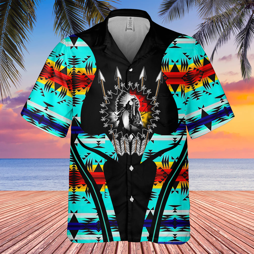 Powwow StoreGBHW000397 Tribe Design Native American Hawaiian Shirt 3D