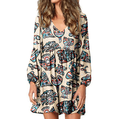 SWD00017 Native Tribes Pattern Native American Swing Dress