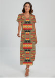 Powwow StoreGBNAT0004604 Pattern Native Vneck Dress With Side Slit