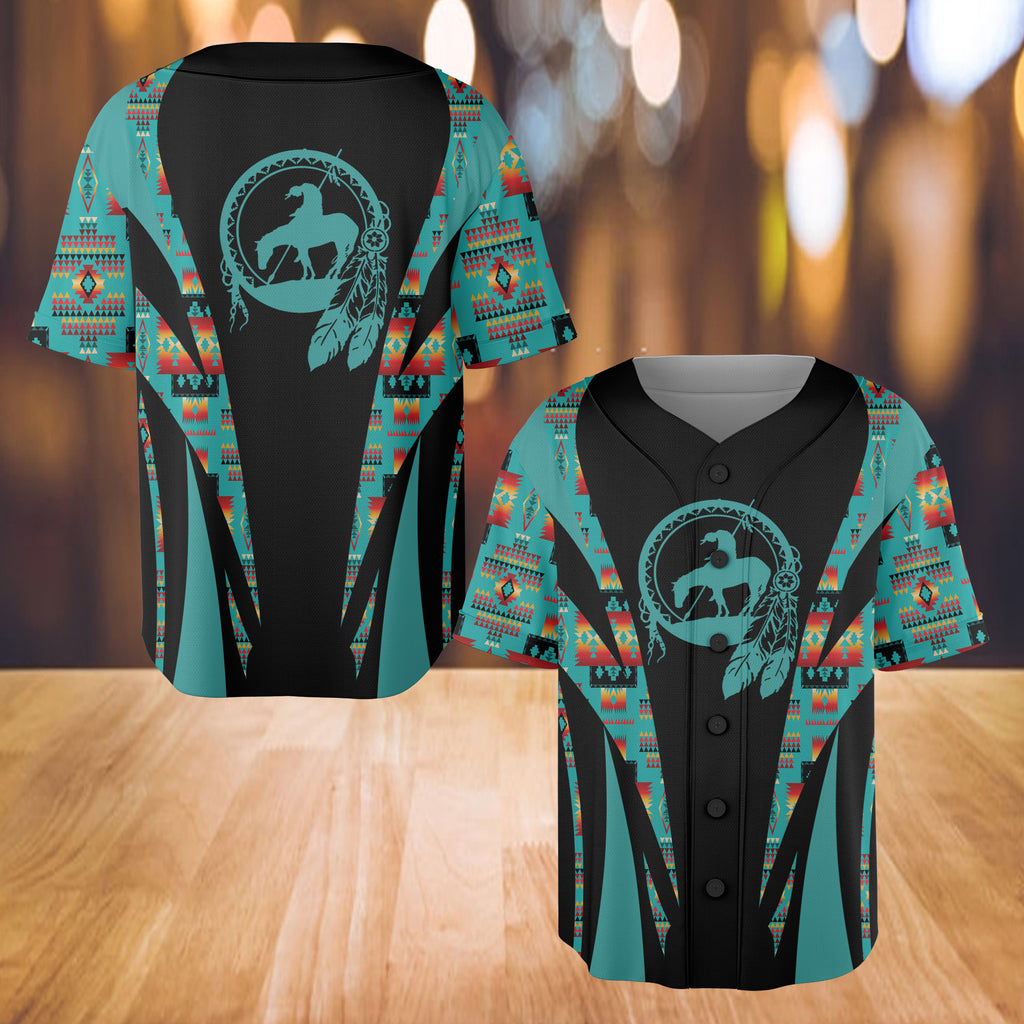 Powwow StoreBJ000154 Pattern Native Baseball Jersey