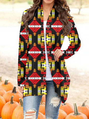 GB-NAT00656 Tribe Design Native Women's Cardigan With Long Sleeve