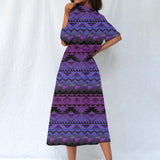 GB-NAT00601-02 Pattern Native Women's Elastic Waist Dress