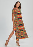 Powwow Storegb nat00046 04 pattern native v neck dress with side slit