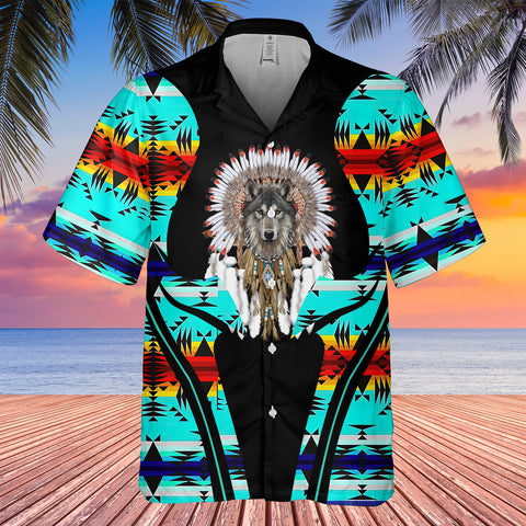 Powwow StoreGBHW000400 Tribe Design Native American Hawaiian Shirt 3D