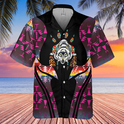 Powwow StoreGBHW000401  Tribe Design Native American Hawaiian Shirt 3D